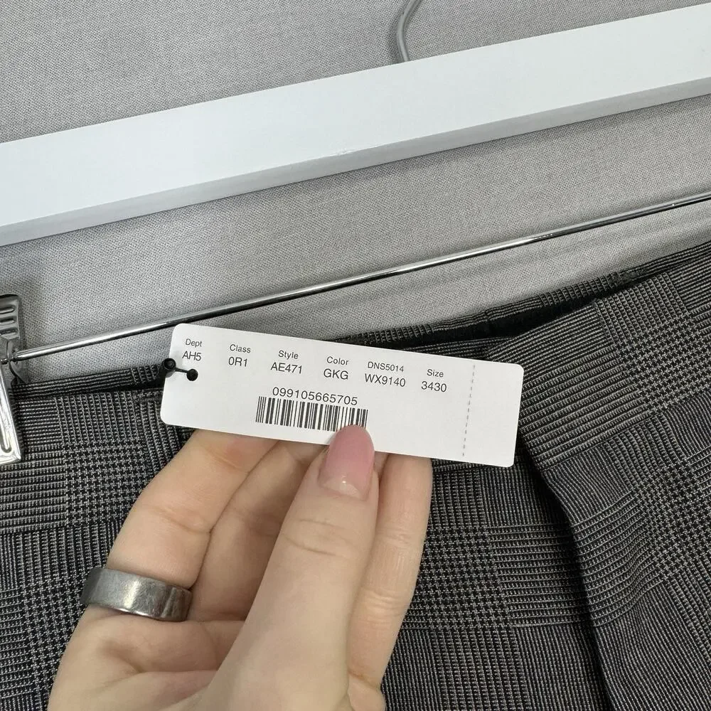 J.Crew Ludlow Slim-Fit Suit Dress Pants Mens 34x30 Gray Italian Wool-Linen Plaid